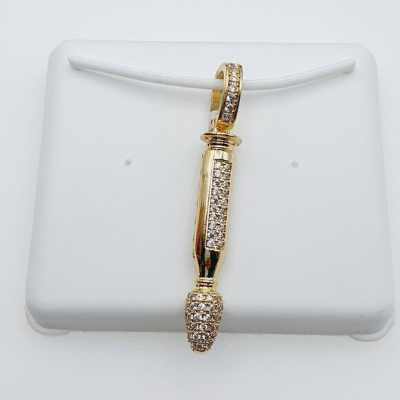 "14K Gold Plated Cubic Zircon Pendant, INUS1BR098 - Picture 9 of 10